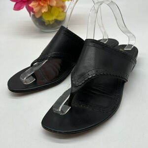 Brooks Brothers Black Leather Thong Sandal Size 9.5 FFT6904